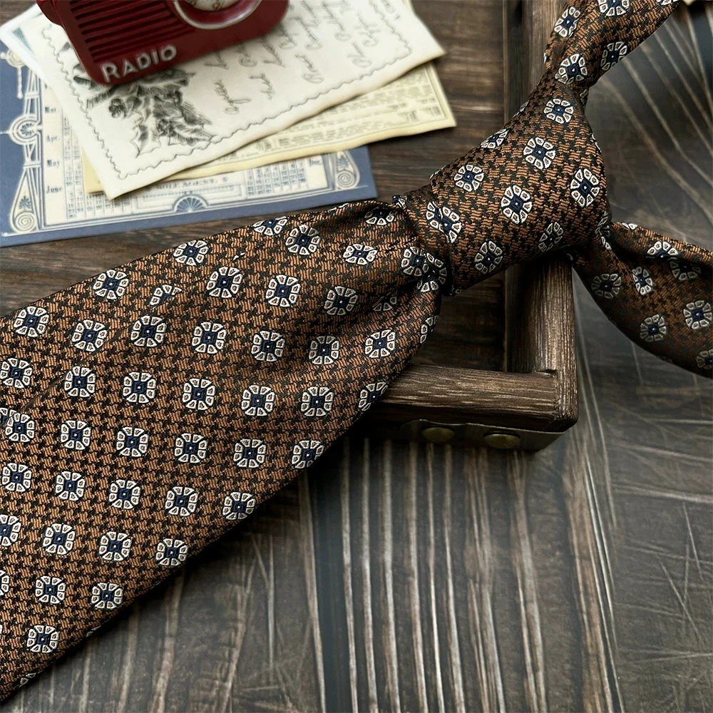 New Trendy Navy Brown Neckties For Men 7cm Formal Business Silk Neck Tie Shirt Suit Cravat Tuxedo Wedding Party Daily Wear Gifts - Image 25
