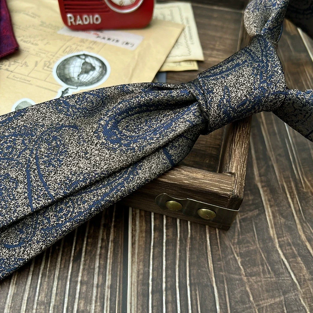 New Trendy Navy Brown Neckties For Men 7cm Formal Business Silk Neck Tie Shirt Suit Cravat Tuxedo Wedding Party Daily Wear Gifts - Image 3