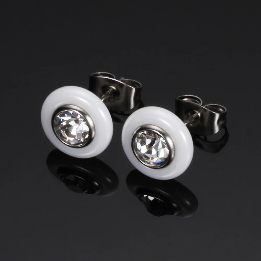 New Wedding Earring Jewelry Black White Ceramic Stud Earrings For Women girl Kids With  AAA Health Ceramic Zirconia Earring - Image 10