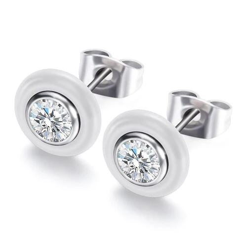 New Wedding Earring Jewelry Black White Ceramic Stud Earrings For Women girl Kids With  AAA Health Ceramic Zirconia Earring - Image 5