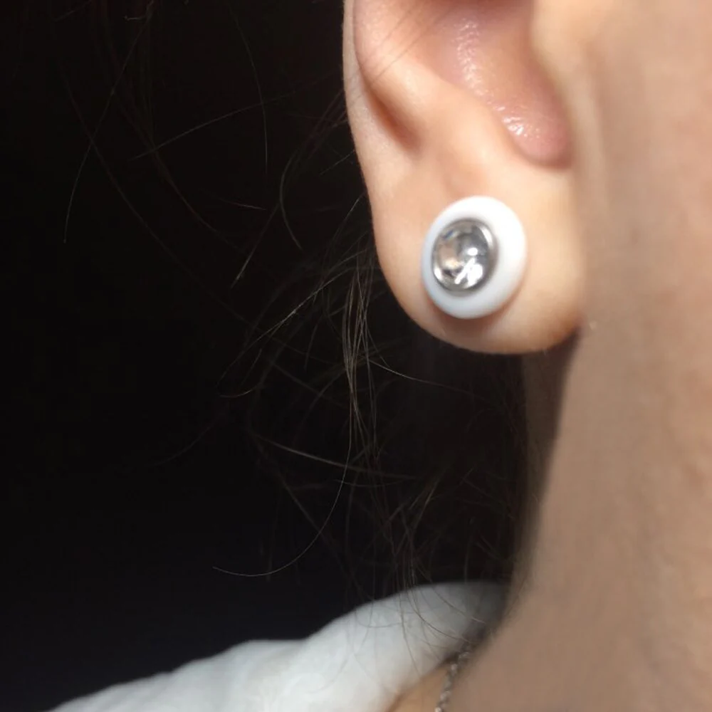 New Wedding Earring Jewelry Black White Ceramic Stud Earrings For Women girl Kids With  AAA Health Ceramic Zirconia Earring - Image 6