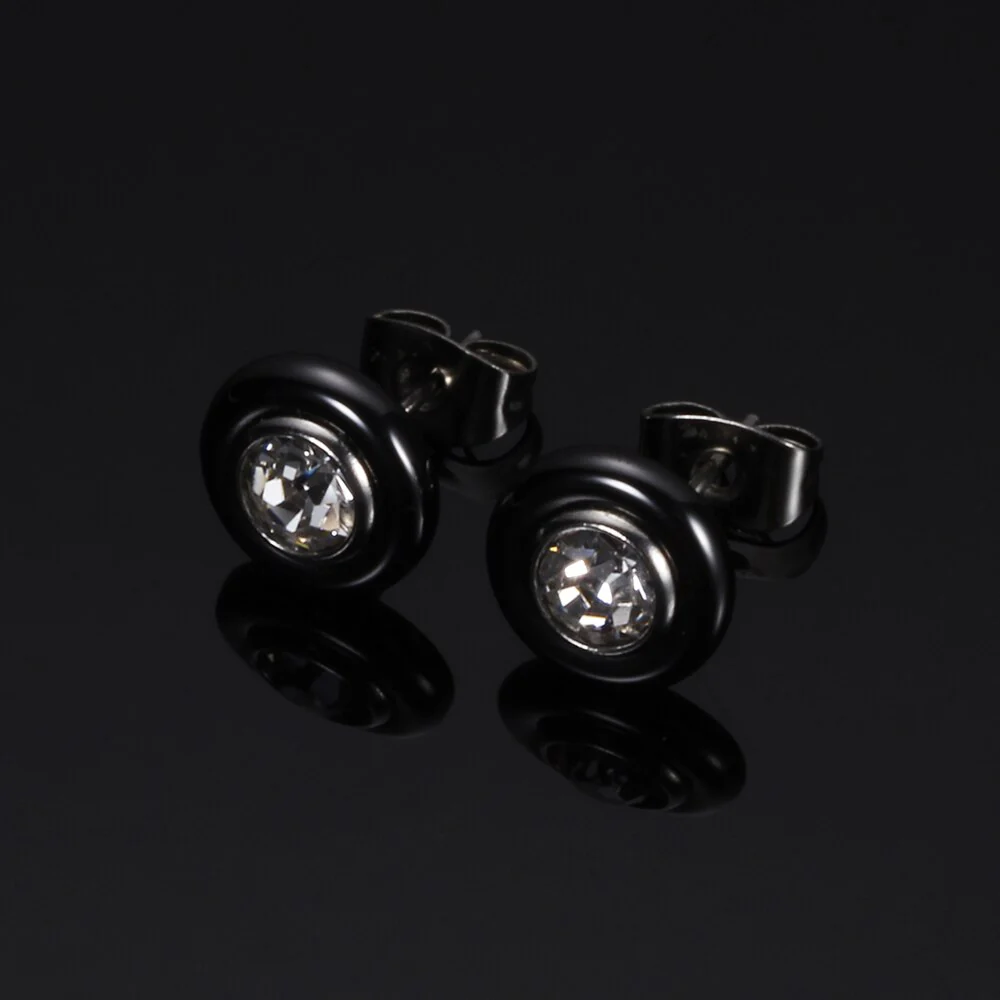 New Wedding Earring Jewelry Black White Ceramic Stud Earrings For Women girl Kids With  AAA Health Ceramic Zirconia Earring - Image 7