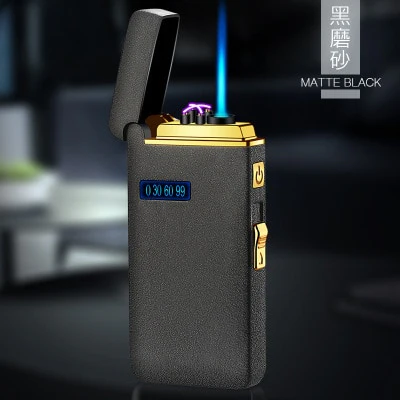 New Windproof Metal USB Lighter Torch Turbo Lighter Jet Dual Arc LED Lighter Gas Chargeable Electric Butane Pipe Cigar Lighter - Image 4
