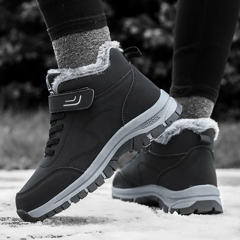 New Winter Boots for Men Waterproof PU Leather Warm Snow Ankle Boots Outdoor Warm plush Non-slip Work High-top Casual Shoes - Image 4