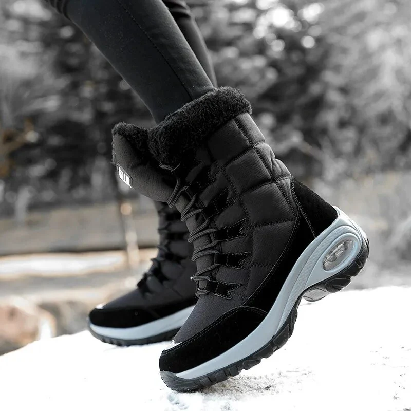 New Winter Women Boots High Quality Keep Warm Mid-Calf Snow Boots Women Lace-up Comfortable Ladies Boots Chaussures Femme - Image 4