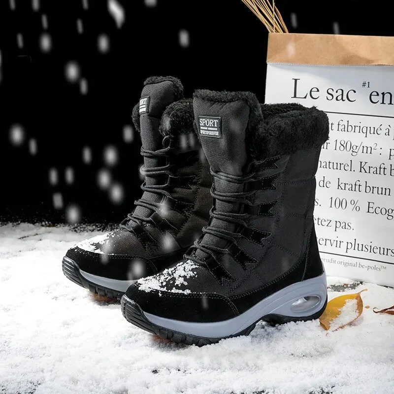 New Winter Women Boots High Quality Keep Warm Mid-Calf Snow Boots Women Lace-up Comfortable Ladies Boots Chaussures Femme - Image 7