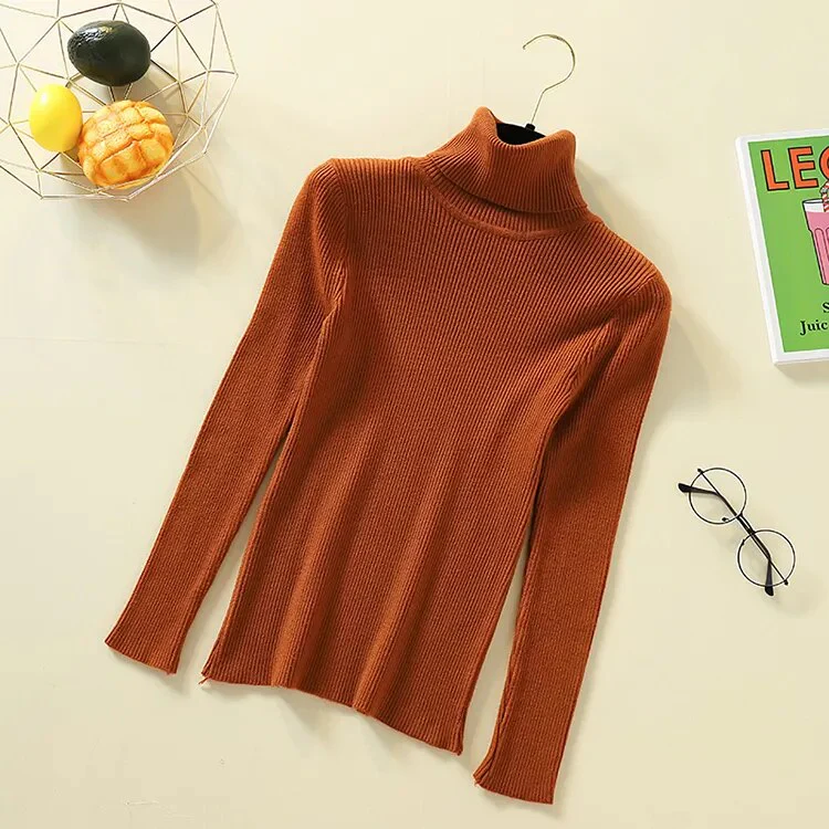 New Winter Women Knitted Turtleneck Sweater Casual Soft Polo-neck Jumper Fashion Slim Femme Elasticity Pullovers Collar Style - Image 11