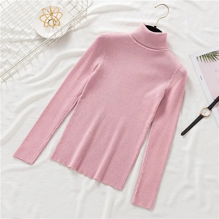 New Winter Women Knitted Turtleneck Sweater Casual Soft Polo-neck Jumper Fashion Slim Femme Elasticity Pullovers Collar Style - Image 12