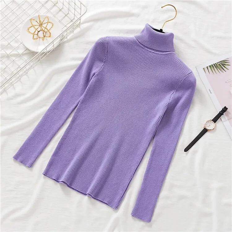 New Winter Women Knitted Turtleneck Sweater Casual Soft Polo-neck Jumper Fashion Slim Femme Elasticity Pullovers Collar Style - Image 13