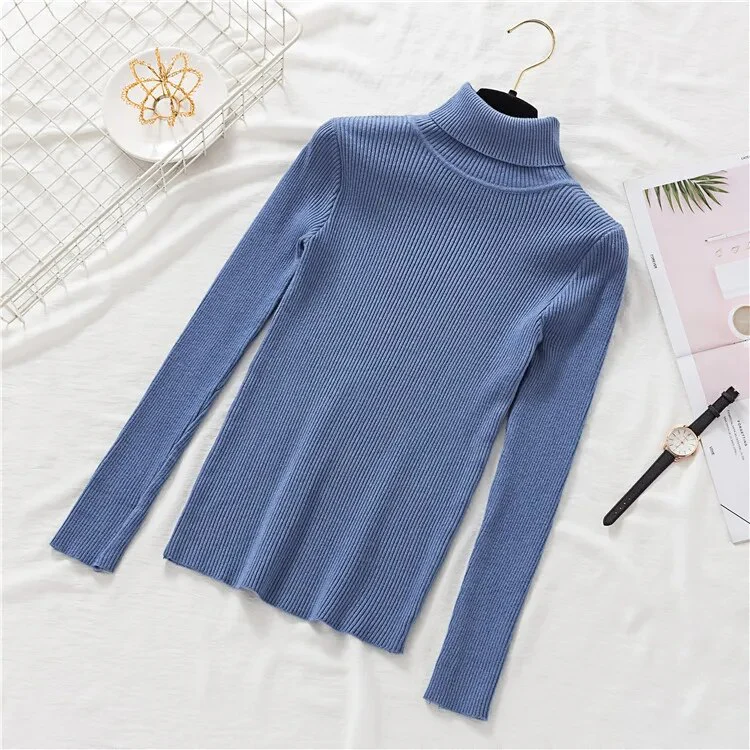 New Winter Women Knitted Turtleneck Sweater Casual Soft Polo-neck Jumper Fashion Slim Femme Elasticity Pullovers Collar Style - Image 15