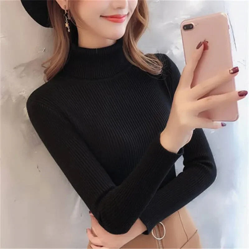 New Winter Women Knitted Turtleneck Sweater Casual Soft Polo-neck Jumper Fashion Slim Femme Elasticity Pullovers Collar Style - Image 8