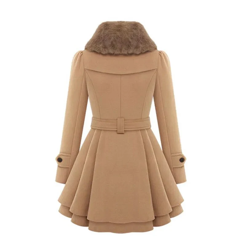 New Women 's Woolen Jacket Fashion Women 's Wear Slim Fit Long Double-Breasted Woolen Coat Women 's Windbreaker - Image 5