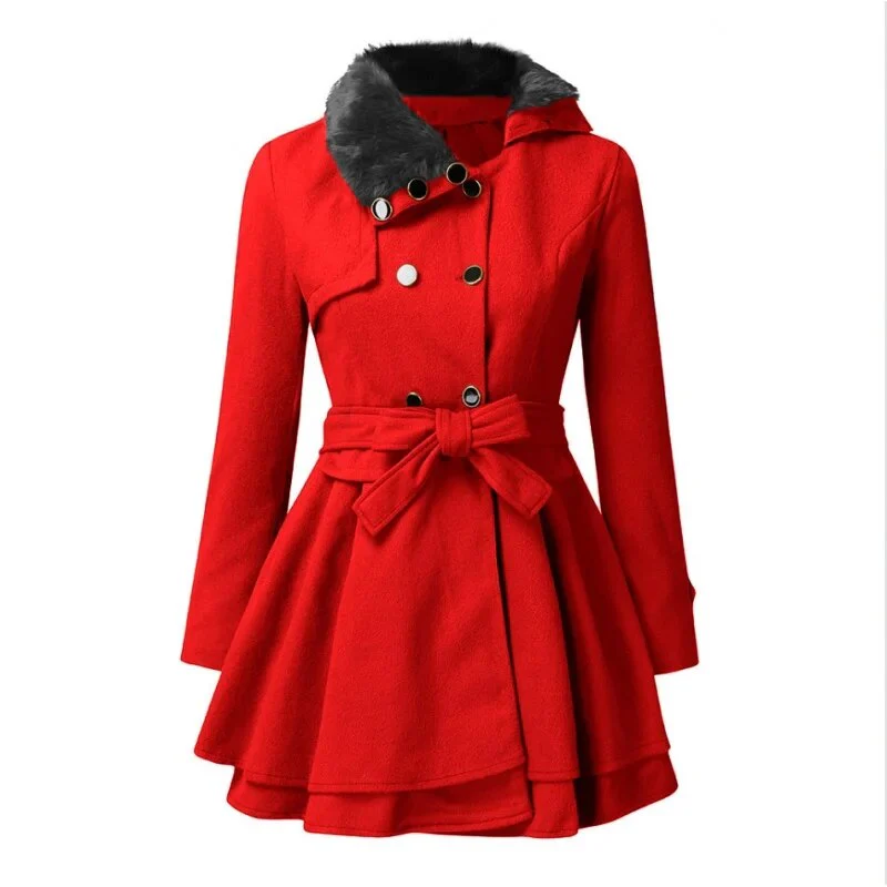 New Women 's Woolen Jacket Fashion Women 's Wear Slim Fit Long Double-Breasted Woolen Coat Women 's Windbreaker - Image 6