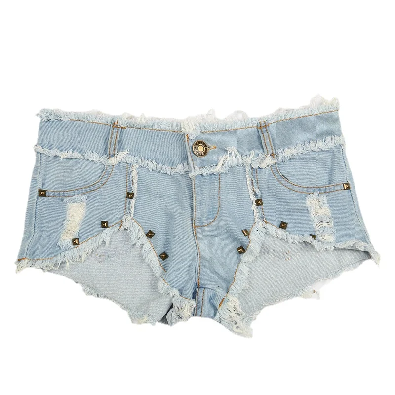 New Women Sexy Cut Off Hole Sequined Low Waist Denim Jeans Shorts Mini Hot Pants Booty Shorts 12 Colors - Image 10