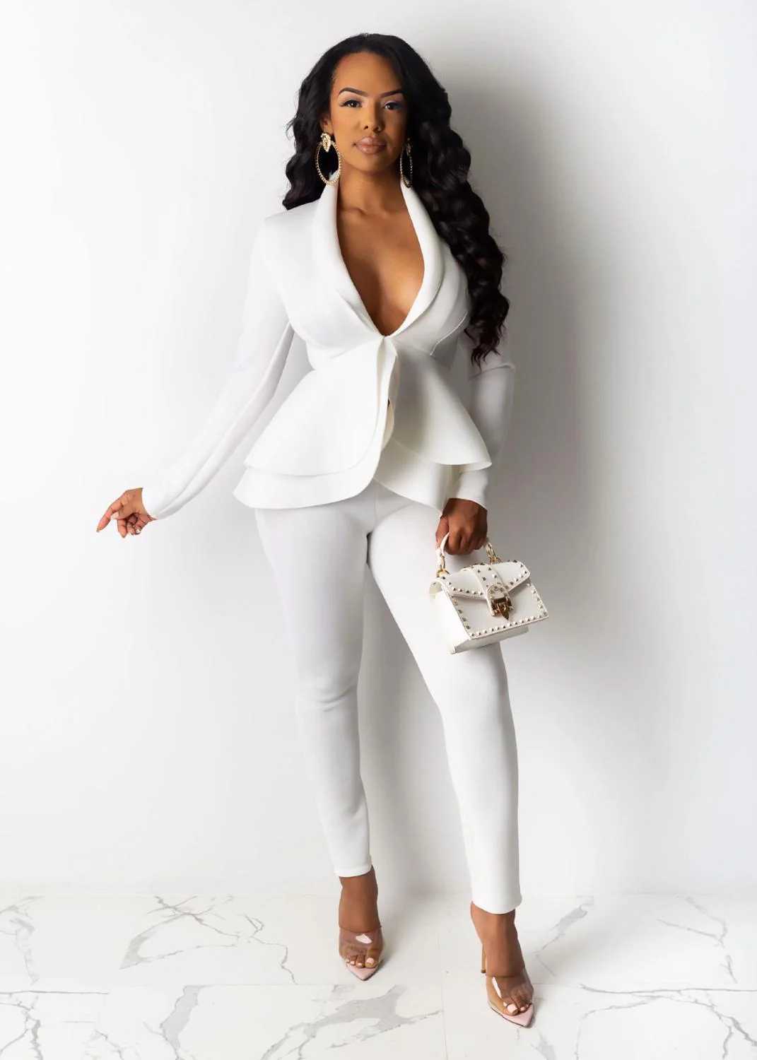 New Women Winter Women's Set Tracksuit Full Sleeve Ruffles Blazers Pencil Pants Suit Two Piece Set Office Lady Outfits Uniform - Image 13