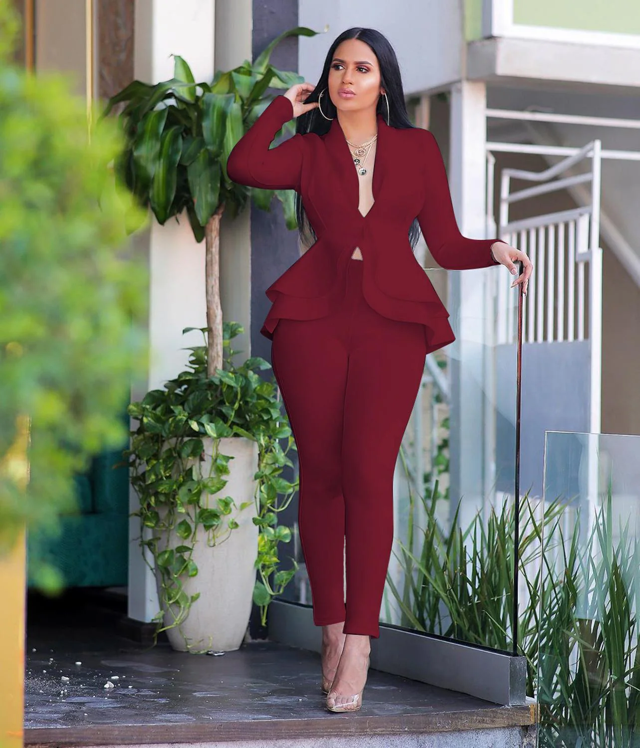 New Women Winter Women's Set Tracksuit Full Sleeve Ruffles Blazers Pencil Pants Suit Two Piece Set Office Lady Outfits Uniform - Image 15