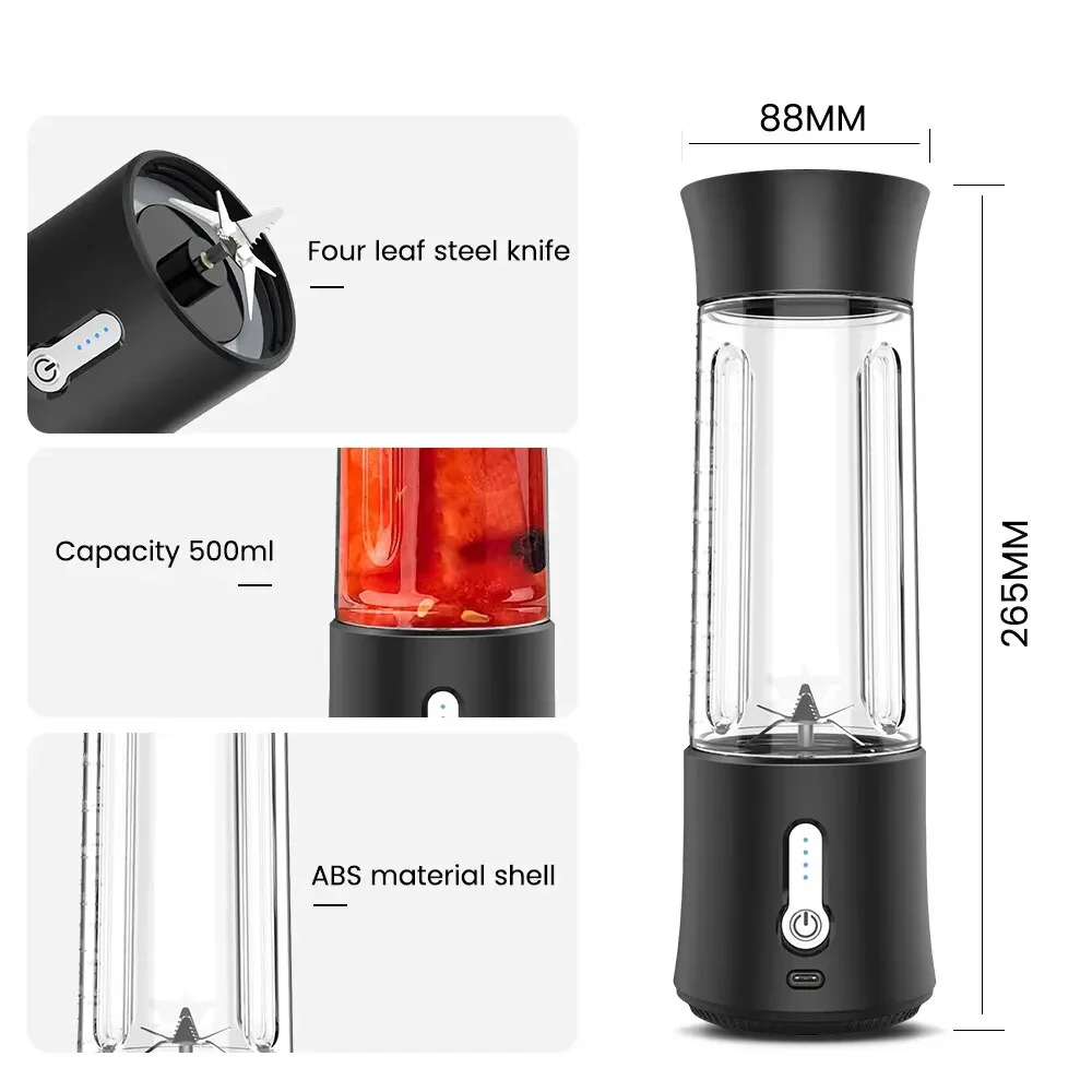 New Xiaomi Portable Blender Mini Handheld Fruit Mixer with 6 Blades Personal USB Rechargeable Juice Cup for Sports Trave Fruit M - Image 3