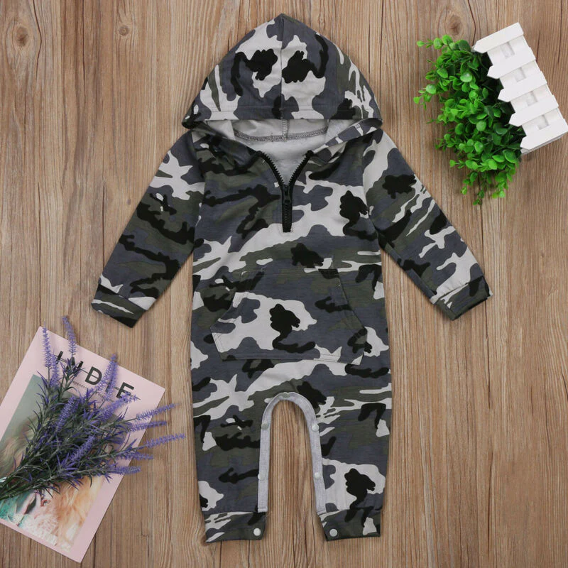 Newborn Baby Girl Boy Hooded Romper Jumpsuit Playsuit Clothes Outfit - Image 4
