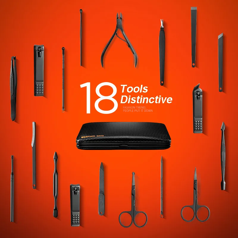 Newest Color 18 Tools Stainless Steel Manicure set Professional nail clipper Kit of Pedicure Paronychia Nippers Trimmer Cutters - Image 4