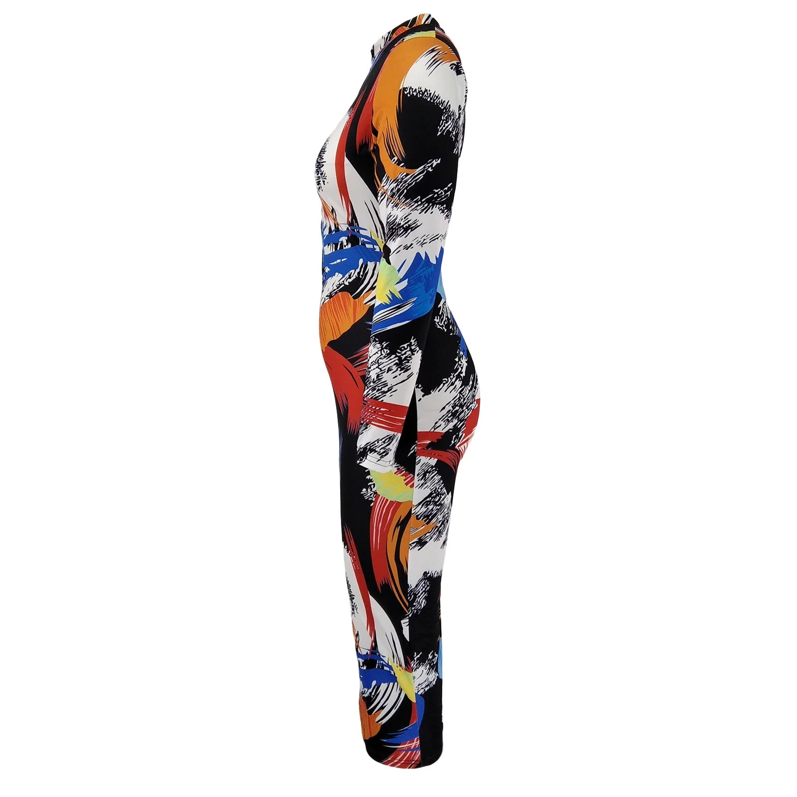 Newest Modern Women Girl Dresses Formal Fit Slim Printed Fashion Zipper Neck Long Sleeves Party Prom Gowns In Stock - Image 6