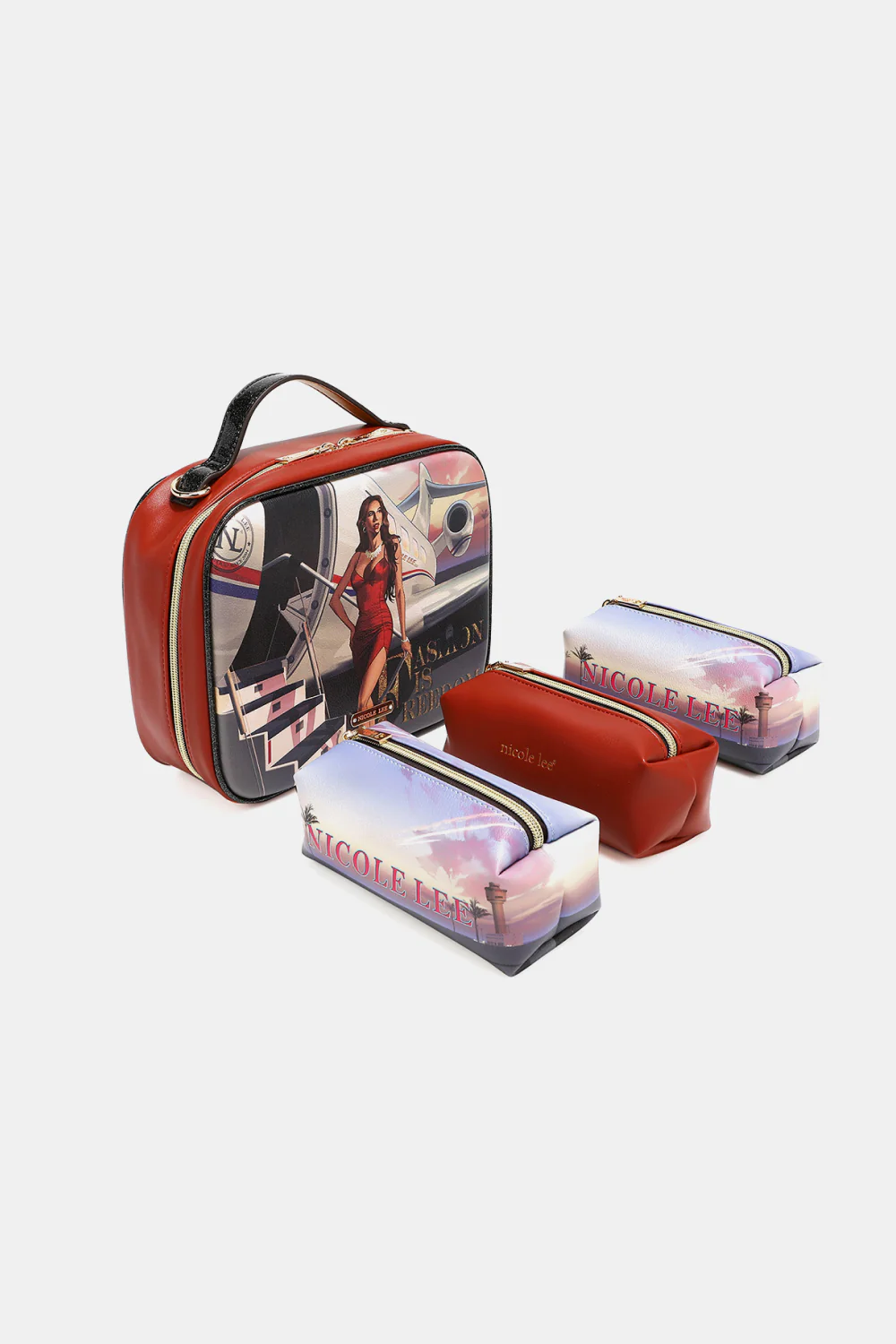 Nicole Lee USA Printed Handbag with Three Pouches - Image 22