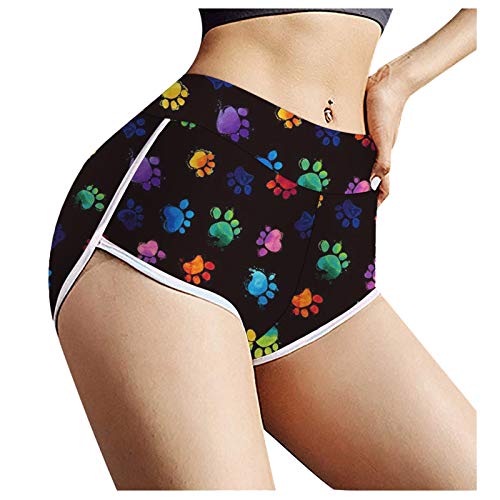 niuwa Women Print Fitness Yoga Shorts Stretch Sport Workout Running Biker Shorts Ruched Butt Fitting Athletic Booty Shorts (Black, M) - Image 5