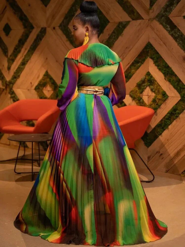 No Belt African Dresses For Women Plus Size 2023 Summer Party Long Sleeve Maxi Dress Elegant Kaftan Muslim Gown Ladies Clothing - Image 3