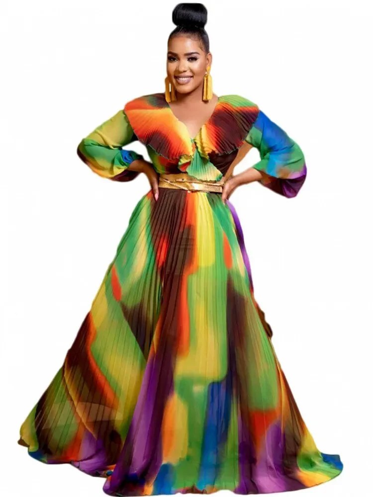 No Belt African Dresses For Women Plus Size 2023 Summer Party Long Sleeve Maxi Dress Elegant Kaftan Muslim Gown Ladies Clothing - Image 4
