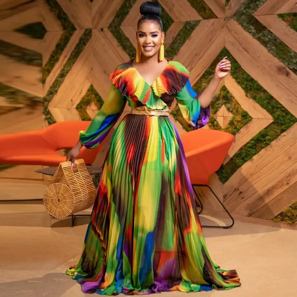 No Belt African Dresses For Women Plus Size 2023 Summer Party Long Sleeve Maxi Dress Elegant Kaftan Muslim Gown Ladies Clothing - Image 7