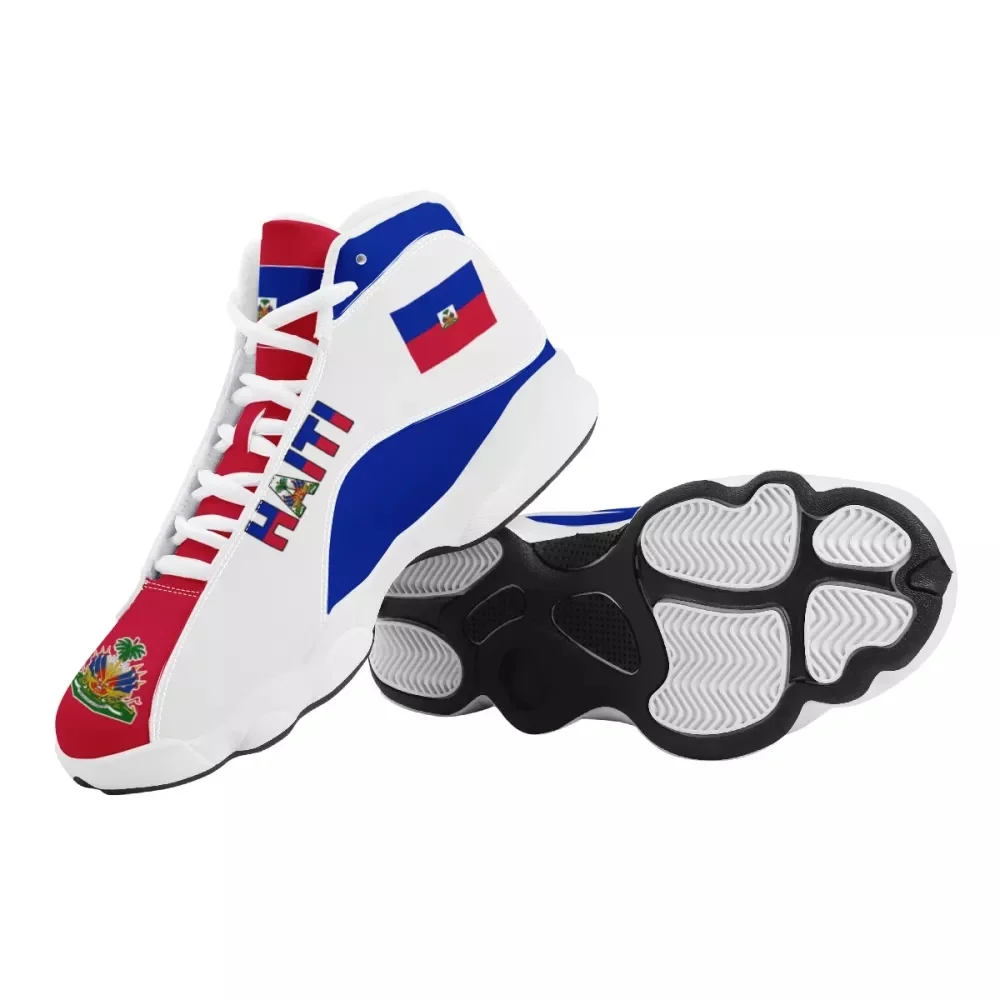 Noisydesigns Men's Basketball Sneakers Print On Demand Haiti National Flag Printed Casual High Top Men Outdoor Comfortable Shoes - Image 2