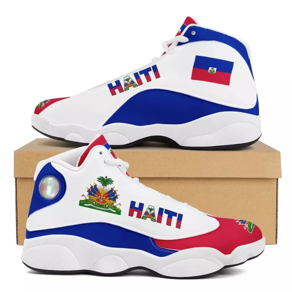 Noisydesigns Men's Basketball Sneakers Print On Demand Haiti National Flag Printed Casual High Top Men Outdoor Comfortable Shoes - Image 4