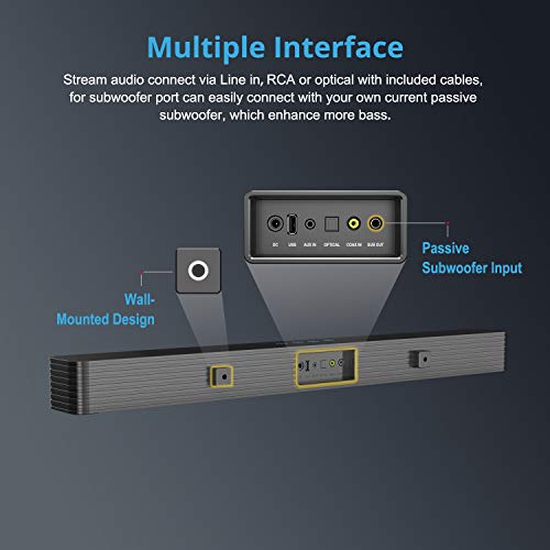 Norcent KB2020 Black Mamba Series 32-Inch 80W Sound Bar, Wired and Wireless Bluetooth 5.0 Balanced Sound Experience Soundbar Speaker 2022 New Version MB-3220 - Image 7