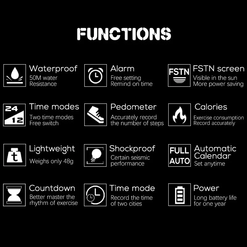 NORTH EDGE Mars Men Digital Watch Men's Military Sport Watches Waterproof 50M Pedometer Calories Stopwatch Hourly Alarm Clock - Image 5