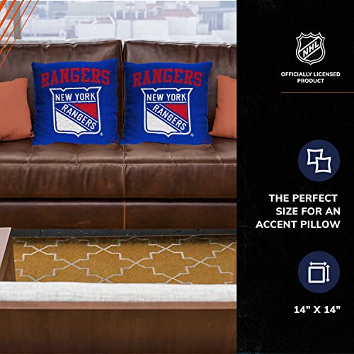 Northwest NHL Decorative Pillows- Enhance Your Space with Woven Throw Pillows - 14" x 14" - Playing Field at Your Home (New York Rangers - Blue) - Image 2