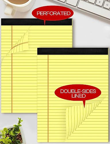 Note Pads 8.5 x 11 Wide Ruled Lined Writing Pads Yellow Legal Pads Letter Size 8.5 x 11 Notebook for Work Micro Perforated Legal Notepads Yellow Lined Paper Pads 27 Lines - 6 Pads/Pack, 30 Sheets/Pad - Image 3