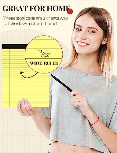 Note Pads 8.5 x 11 Wide Ruled Lined Writing Pads Yellow Legal Pads Letter Size 8.5 x 11 Notebook for Work Micro Perforated Legal Notepads Yellow Lined Paper Pads 27 Lines - 6 Pads/Pack, 30 Sheets/Pad - Image 5