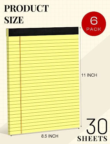 Note Pads 8.5 x 11 Wide Ruled Lined Writing Pads Yellow Legal Pads Letter Size 8.5 x 11 Notebook for Work Micro Perforated Legal Notepads Yellow Lined Paper Pads 27 Lines - 6 Pads/Pack, 30 Sheets/Pad - Image 6