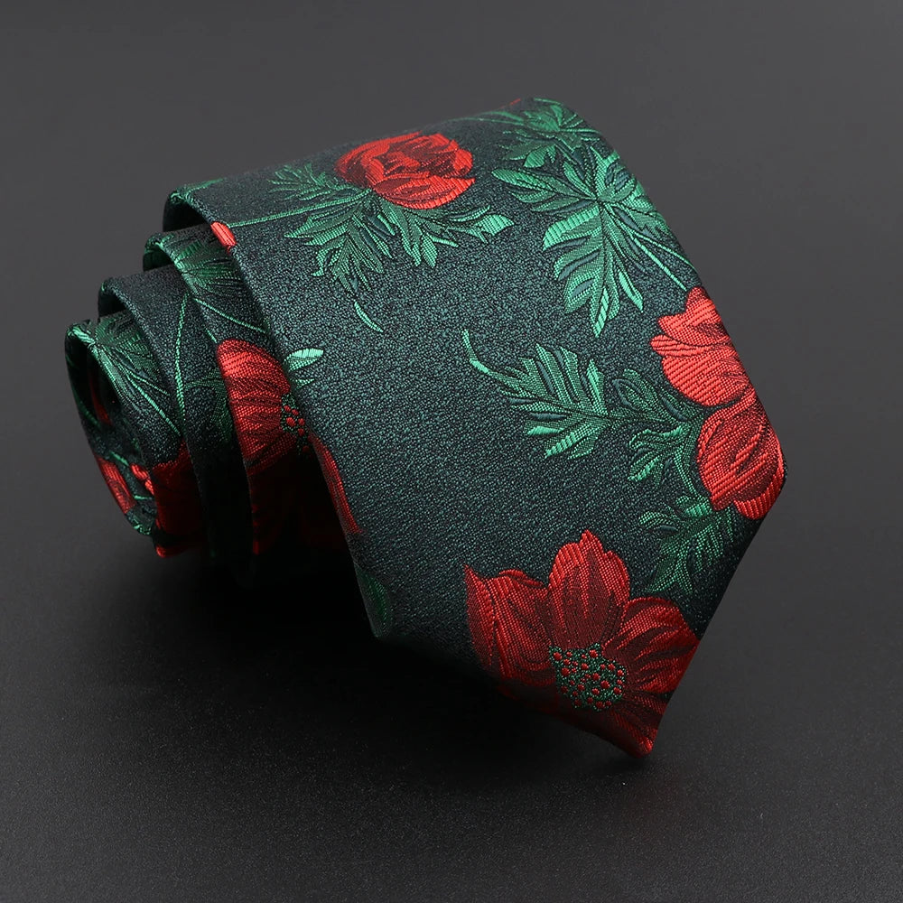 Novelty Men's Tie Floral Feather Elk Geometric Patten Red Blue Neckties Leisure Business Daily Wear Cravat Wedding Party Gift - Image 12
