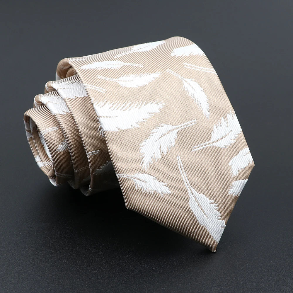 Novelty Men's Tie Floral Feather Elk Geometric Patten Red Blue Neckties Leisure Business Daily Wear Cravat Wedding Party Gift - Image 13