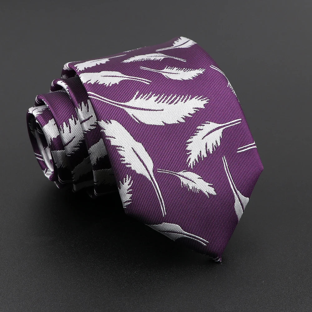 Novelty Men's Tie Floral Feather Elk Geometric Patten Red Blue Neckties Leisure Business Daily Wear Cravat Wedding Party Gift - Image 14