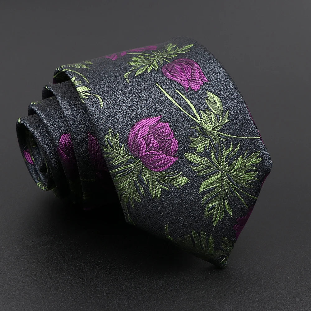Novelty Men's Tie Floral Feather Elk Geometric Patten Red Blue Neckties Leisure Business Daily Wear Cravat Wedding Party Gift - Image 22