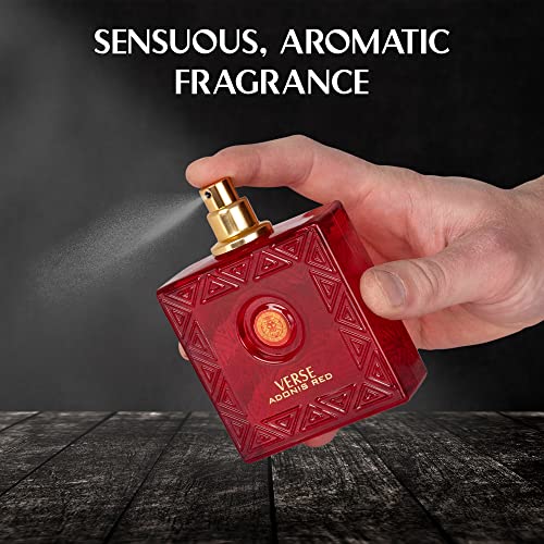 NovoGlow Verse Adonis Red for Men - 100ml Eau De Parfum Spray for Men - Long Lasting Fruity Warm & Floral Fragrance Smell Fresh All Day Long Includes Carrying Pouch Gift for Men for All Occasions - Image 4