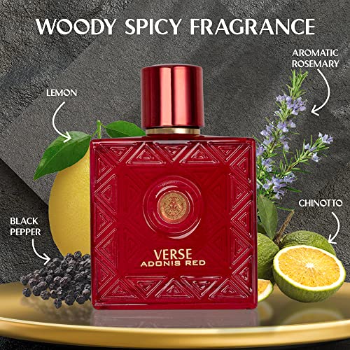 NovoGlow Verse Adonis Red for Men - 100ml Eau De Parfum Spray for Men - Long Lasting Fruity Warm & Floral Fragrance Smell Fresh All Day Long Includes Carrying Pouch Gift for Men for All Occasions - Image 7