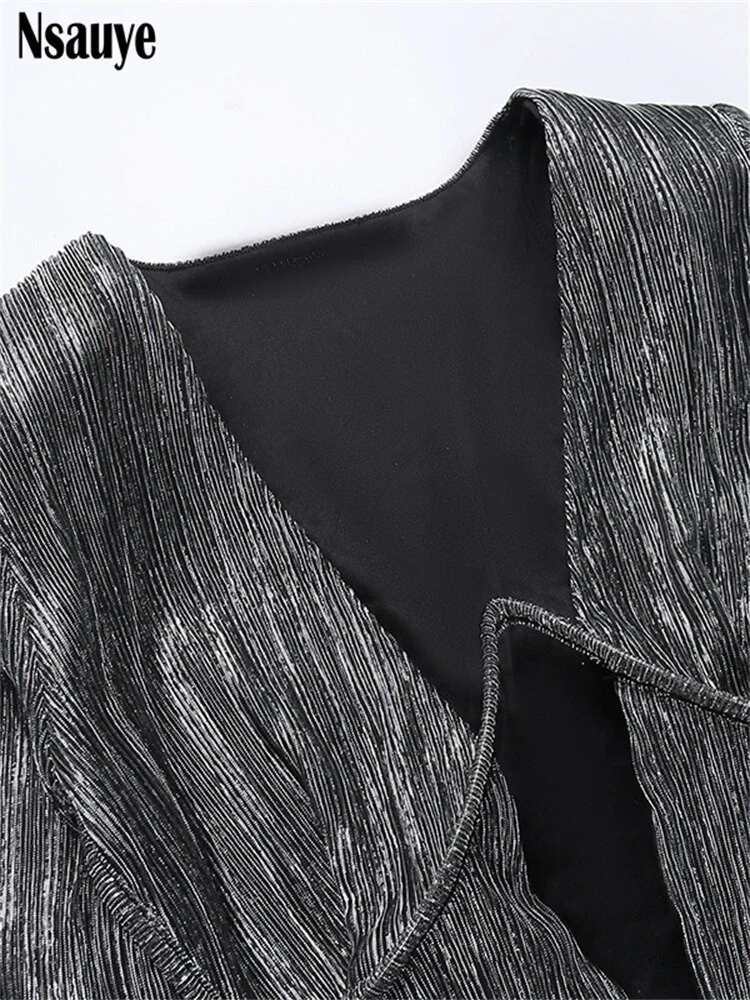 Nsauye Long Sleeve Dress Women Fashion Elegant Low Cut Sexy Mini Dresses Ladies 2022 Autumn Evening Party Club White Dress - Image 8