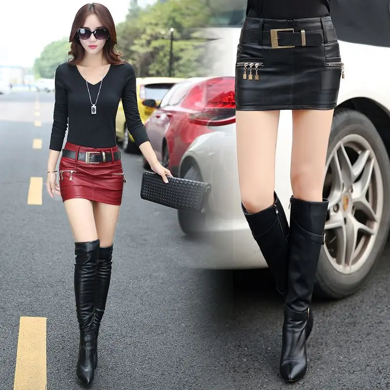NYFS 2023 New Style Spring Autumn Winter Women Slim PU Leather skirt Hip faldas S-XL Size(Send Belt) - Image 5