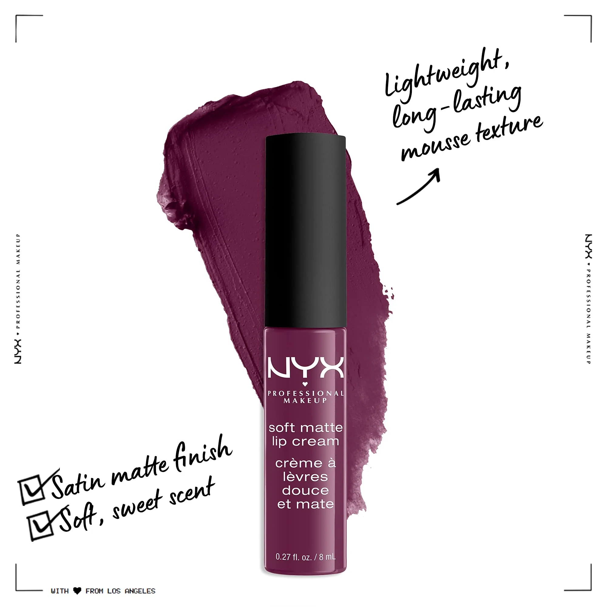 NYX PROFESSIONAL MAKEUP Soft Matte Lip Cream, Lightweight Liquid Lipstick - Transylvania (Matte Deep Violet) - Image 5