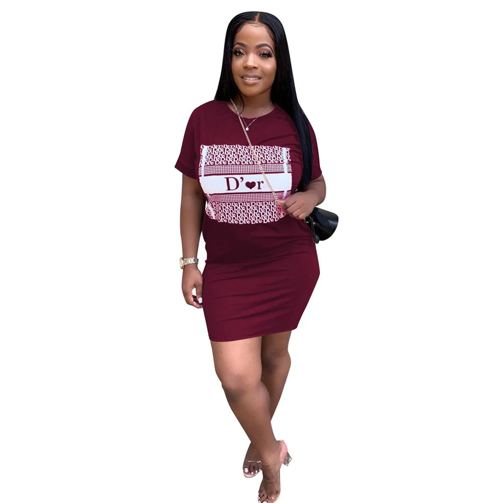 O-Neck Casual Dresses for Women Summer 2021 New Short Sleeves Fashion Sexy Print 10 Colors Urban Leisure Street Style - Image 10