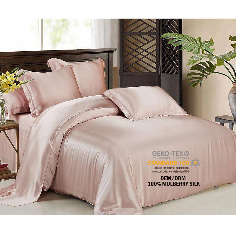 Oeko Tex 6A Grade Mulberry silk Fitted Sheet bedsheets sets silk bedsheet set 100%silk bedding