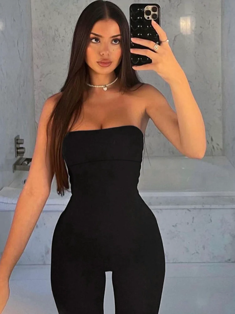 off-Shoulder Collar Backless High Waist Stretch Silm Long Tube Top - Image 5