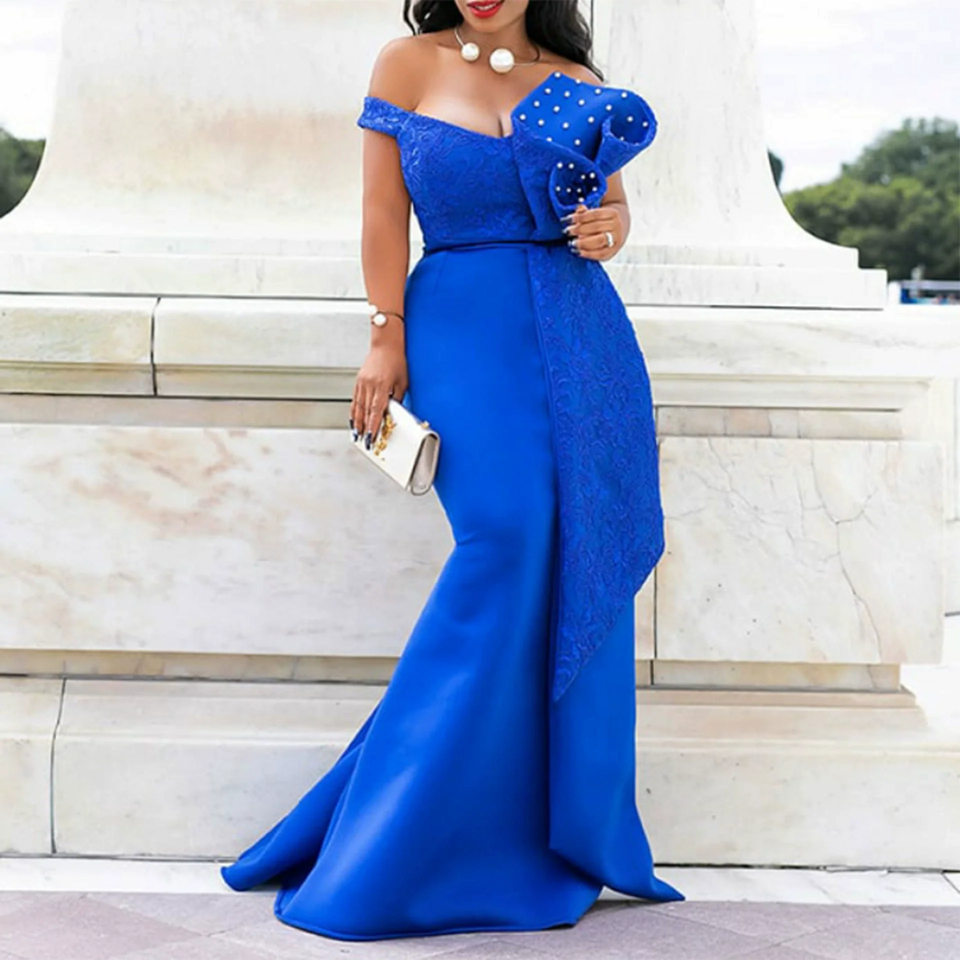 Off Shoulder Long Party Dress Floor Length Dress Party Dress - Image 2